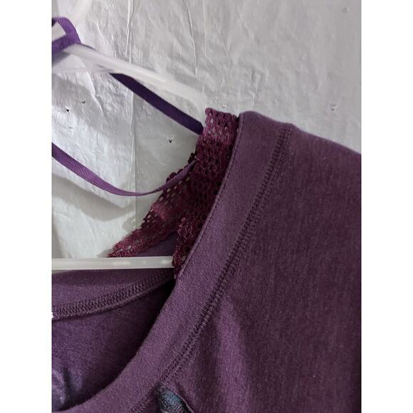 Free People Purple Floral Lace Trimmed Boho Tunic Lg Runs Small - Picture 5 of 11